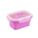 KATLANABİLİR PEMBE RENKLİ SİLİKON BESLENME KABI 13X10CM