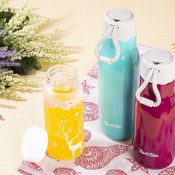 GEYİK DESENLİ BUZLU CAMLI BOROSİLİKAT ŞİŞE 280ML - Görsel 3