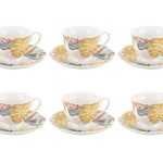 6LI GOLD LEAVES NEW BONE KAHVE FİNCAN TAKIMI