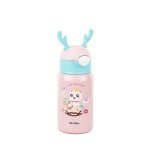 PEMBE KEDİ DESENLİ PASLANMAZ ÇELİK ÇOCUK TERMOSU 400ML