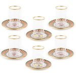 GOLD YALDIZLI MEYVE DESENLİ 12 PARÇA CAM ÇAY SETİ