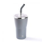 YEŞİL 2 KAPAKLI ÇİFT KATMANLI PİPETLİ TERMOS BARDAK 530ML